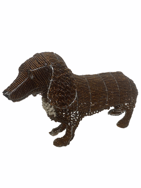 Hand Beaded Dog Sculpture - Dachshund