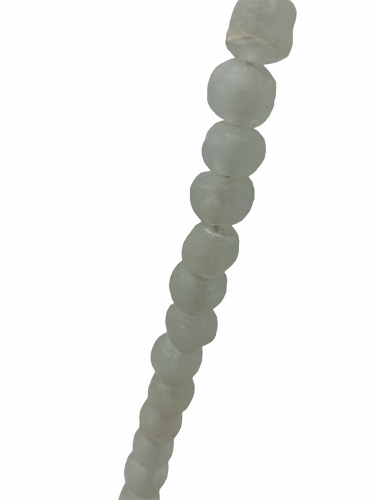 Ghana glass bead necklace - S clear etched