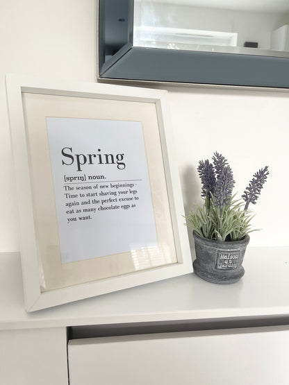 Spring Definition Black Spring Seasonal Wall Home Decor Print