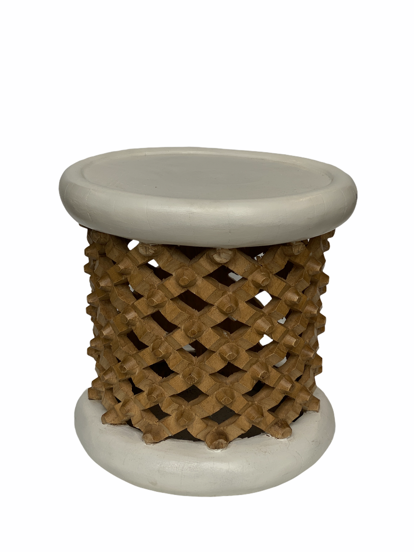 Bamileke Stool - White/Natural - 41cmD