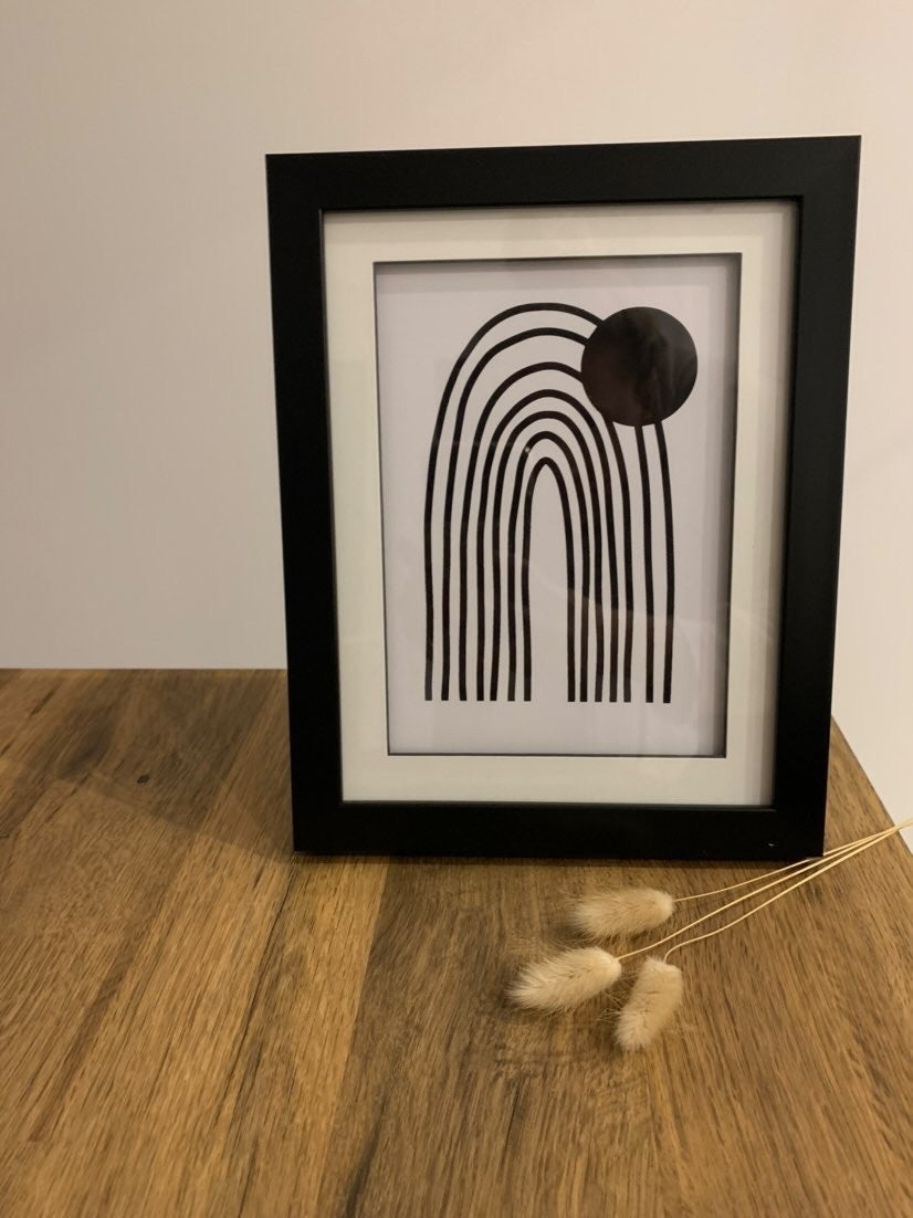 Boho Rainbow Sun Boho Hippie Simple Home Wall Decor Print