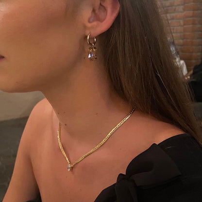 Rani Luxe 18k Gold Plated Amber Jewel Earrings