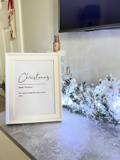 Christmas Definition Winter Christmas Seasonal Wall Home Decor Print