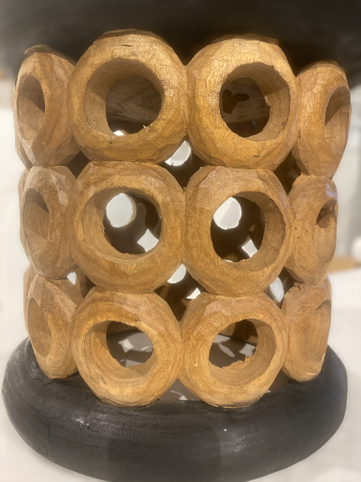 Bamileke Stool \ Table - 40cm - Natural & Black