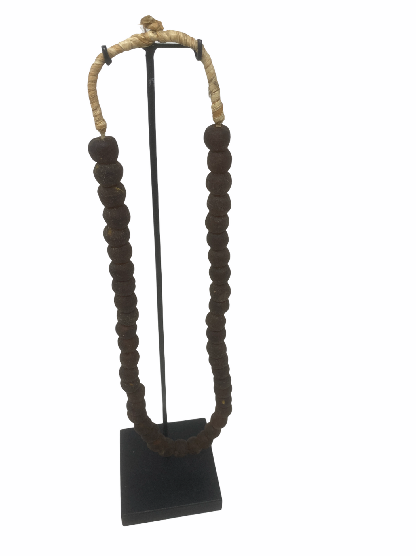 Ghana glass bead necklace - S brown