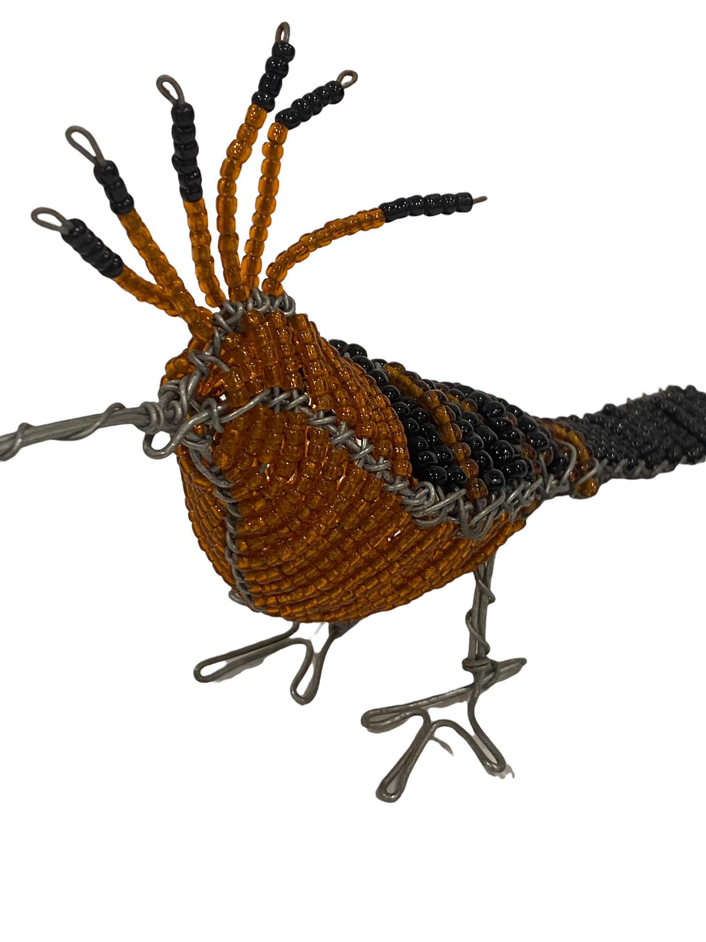 Beaded Garden Birds - Orange & striped (17.5)