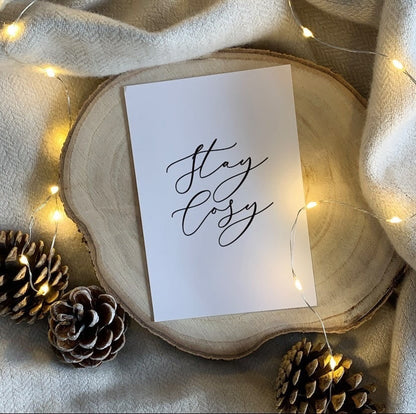 Stay Cosy Calligraphy New Autumn Seasonal Wall Home Decor Print