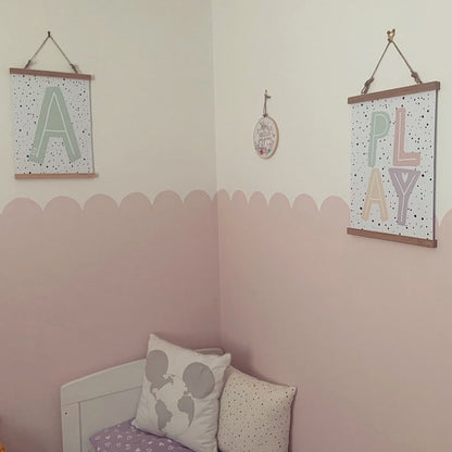 Personalised Name Initial Muted Pastel Colours Nursery Scandinavian Style Children's Room Wall Decor Print