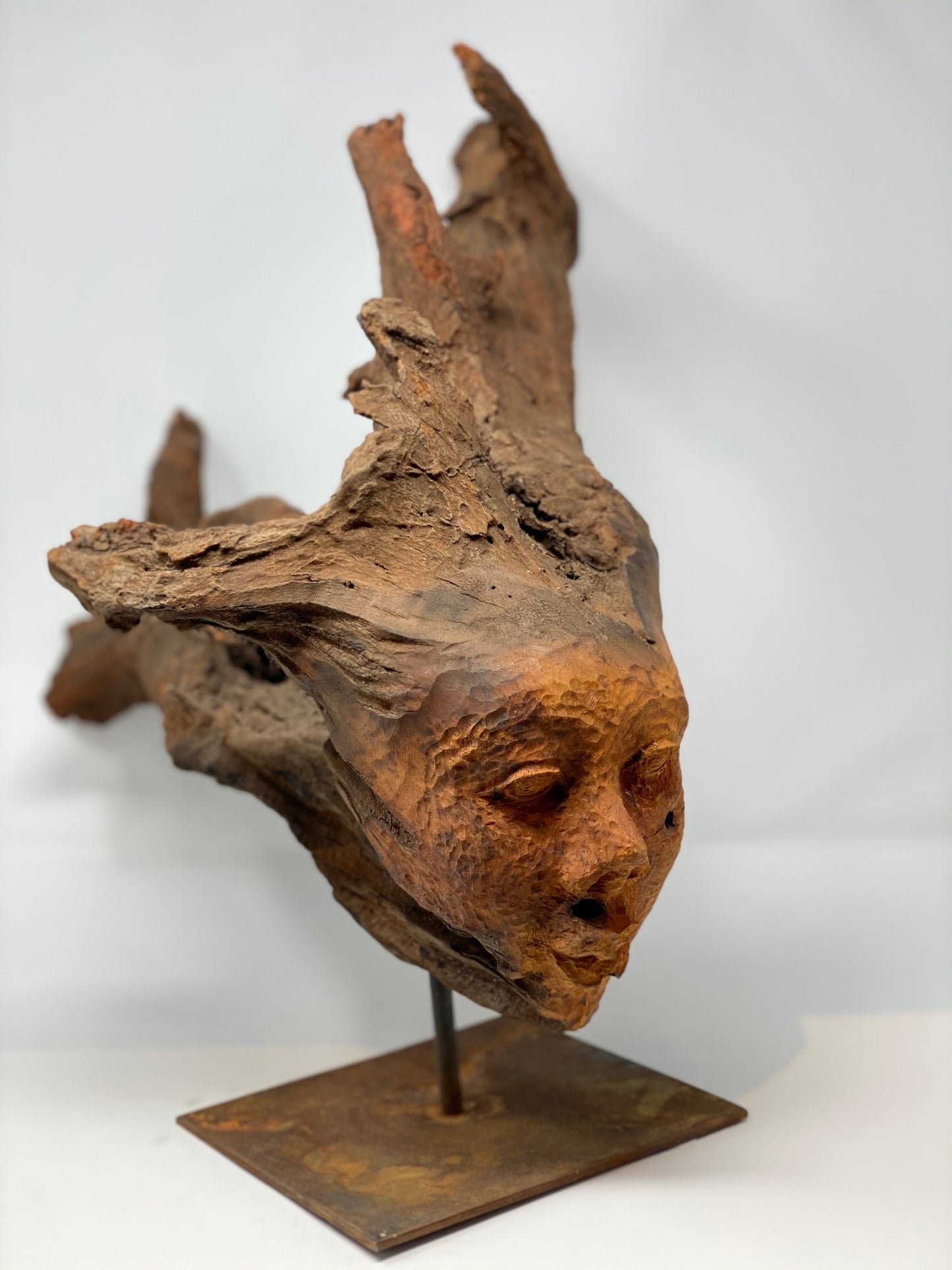 Carved Head Wooden Sculpture