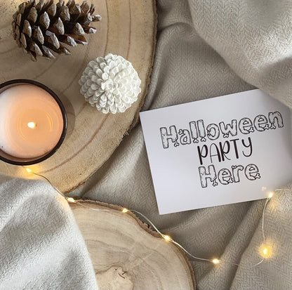 Halloween Party Here Landscape Autumn Seasonal Wall Home Decor Print