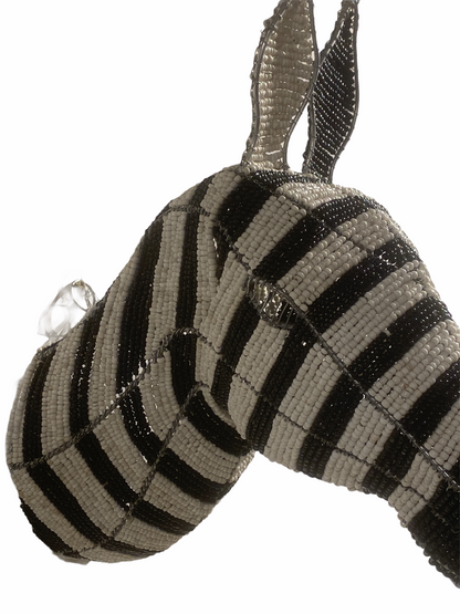Zebra wall sculpture- Hand made beaded- Large