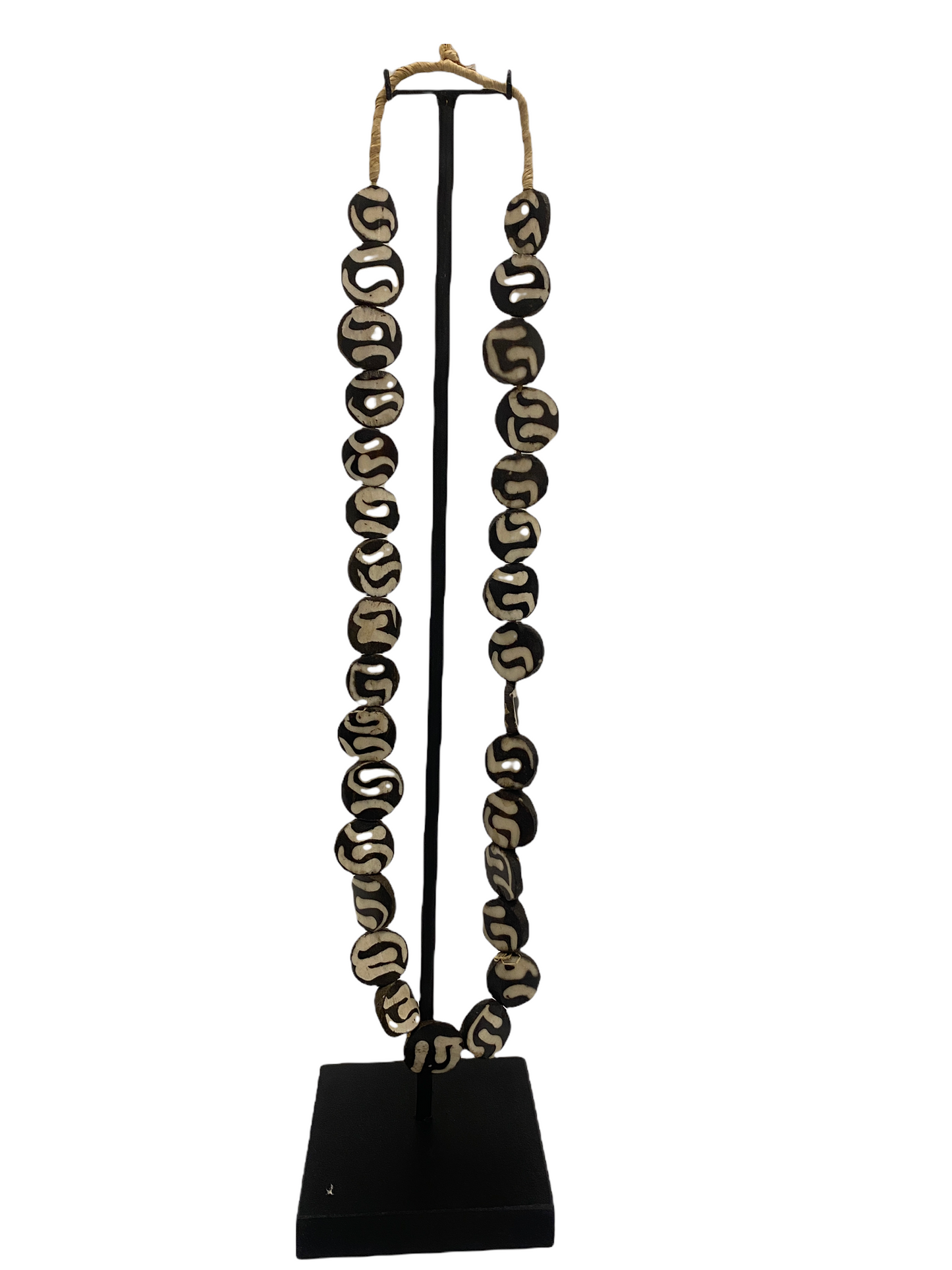 Kenya Beads Necklace - Disc beaded black/white (47.4)