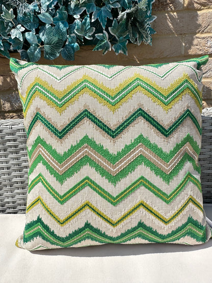The Couture Cushion - The Outdoor Green Zig Zag - Style No. 139
