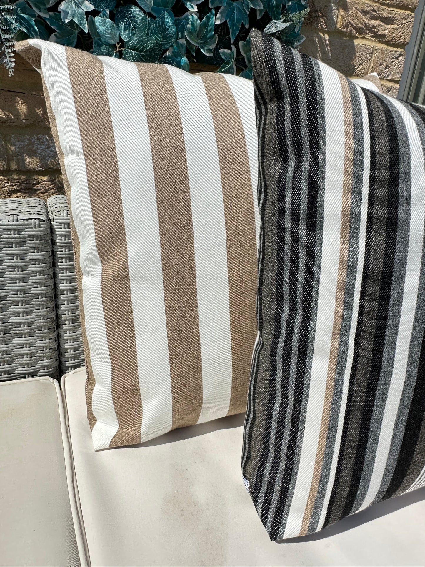 The Couture Cushion - The Outdoor Beige Stripe - Style No. 72