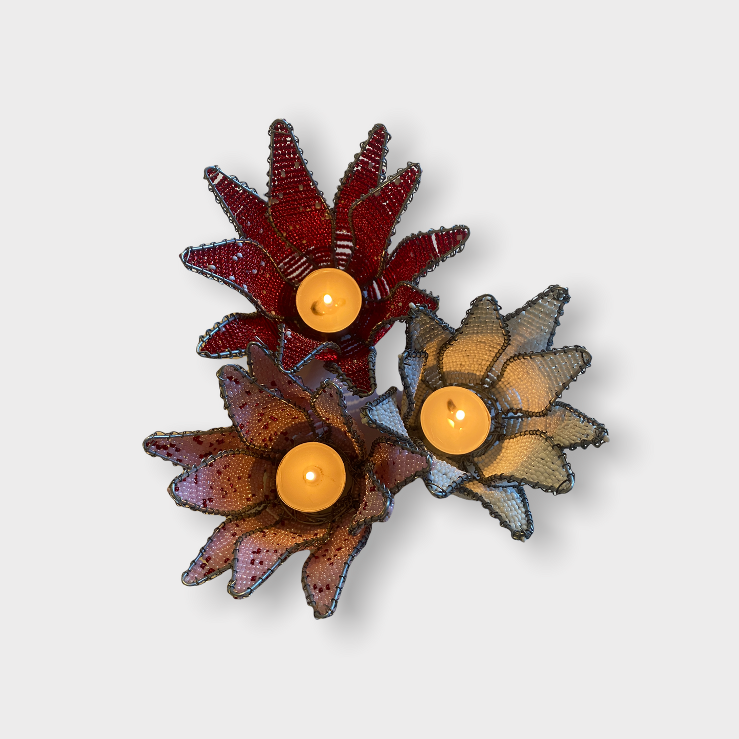 Beaded Protea Flower Candle Holder- South Africa