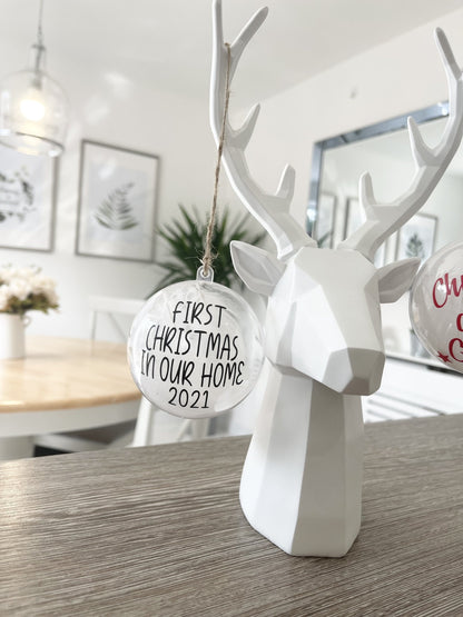 First Christmas In Our Home Clear Feather Christmas Tree Hanging Decoration Bauble