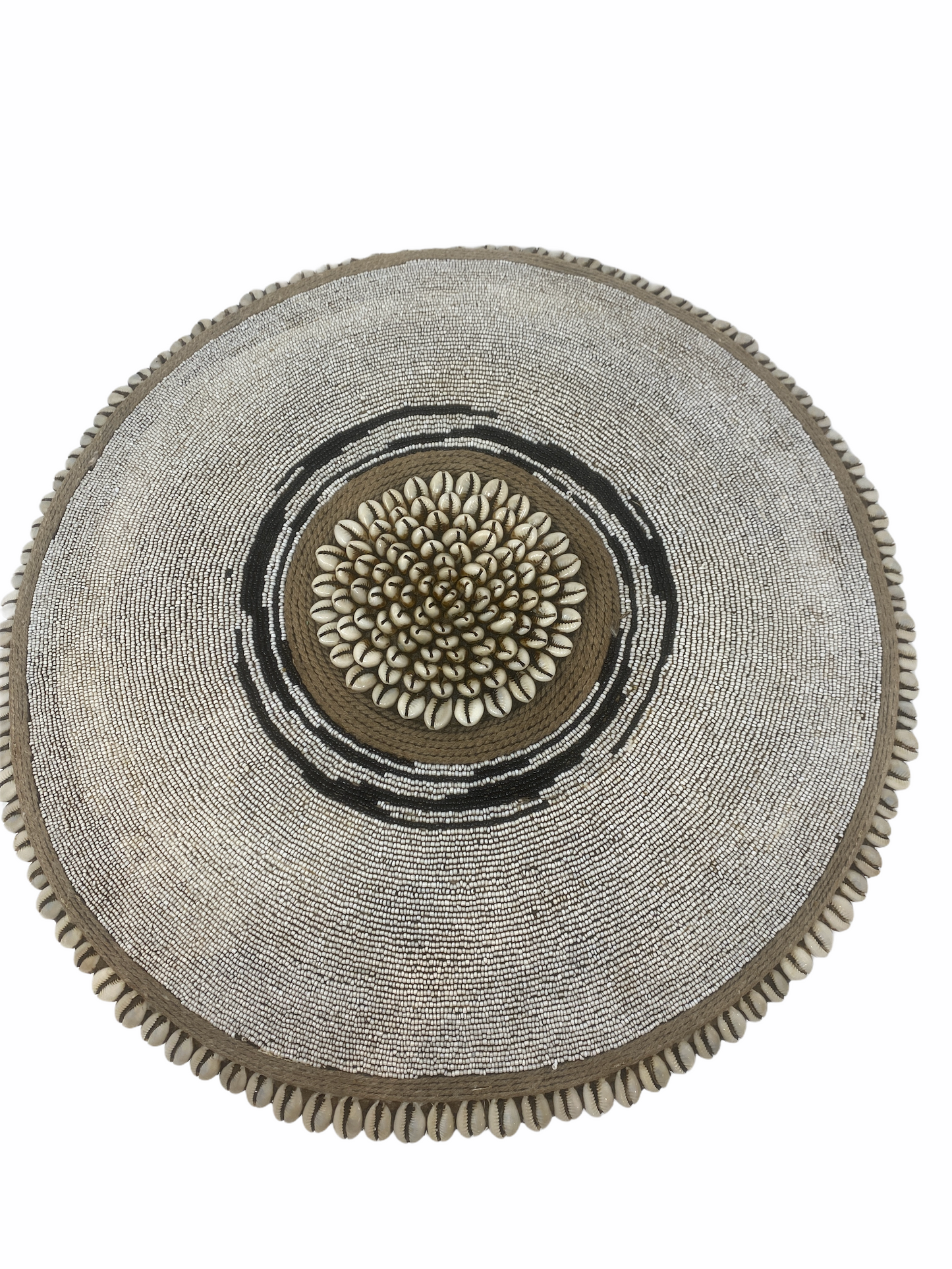 Cameroon Beaded Shield - L Black and white