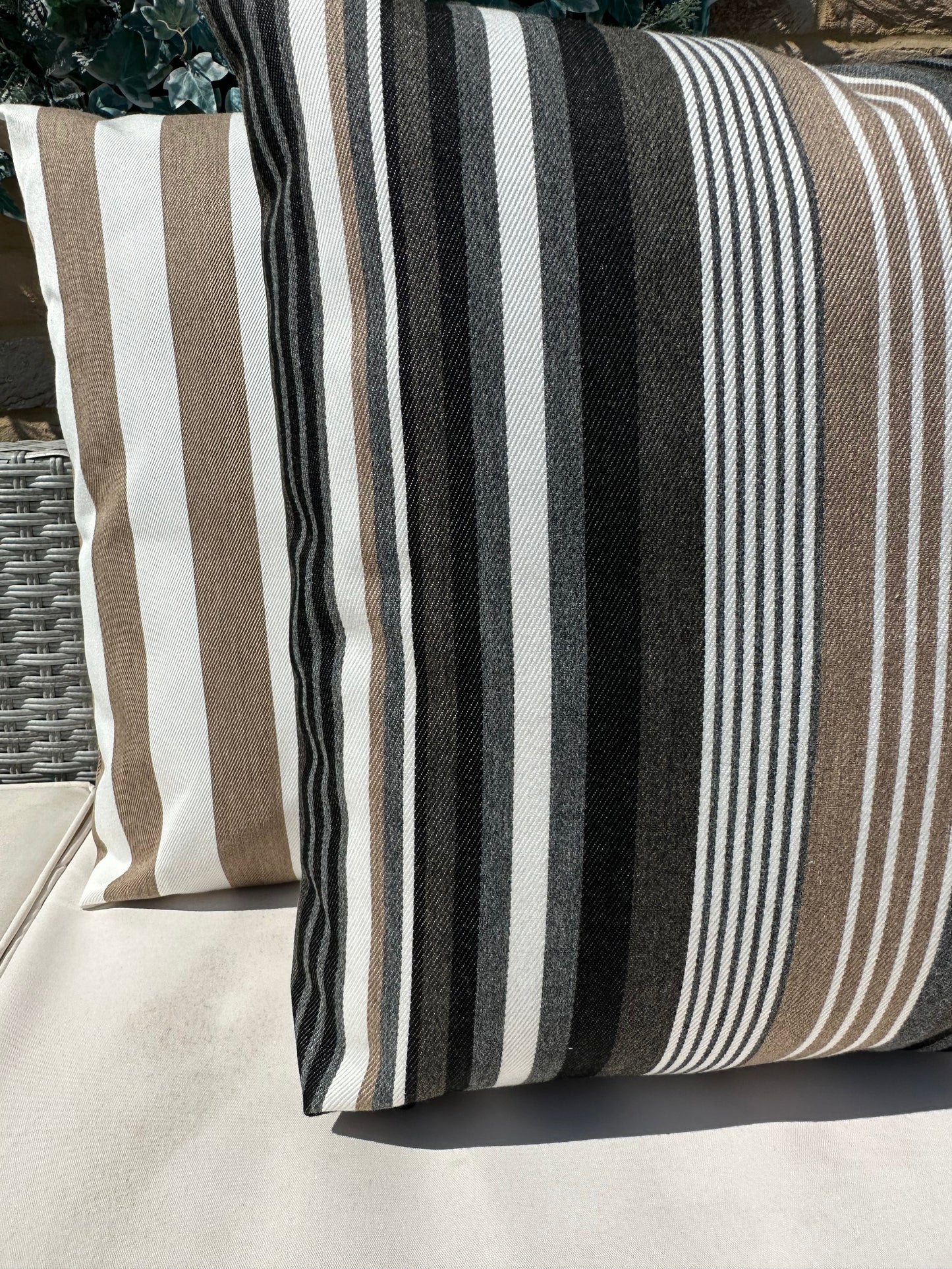 The Couture Cushion - The Outdoor Beige Multi Stripe - Style No. 121