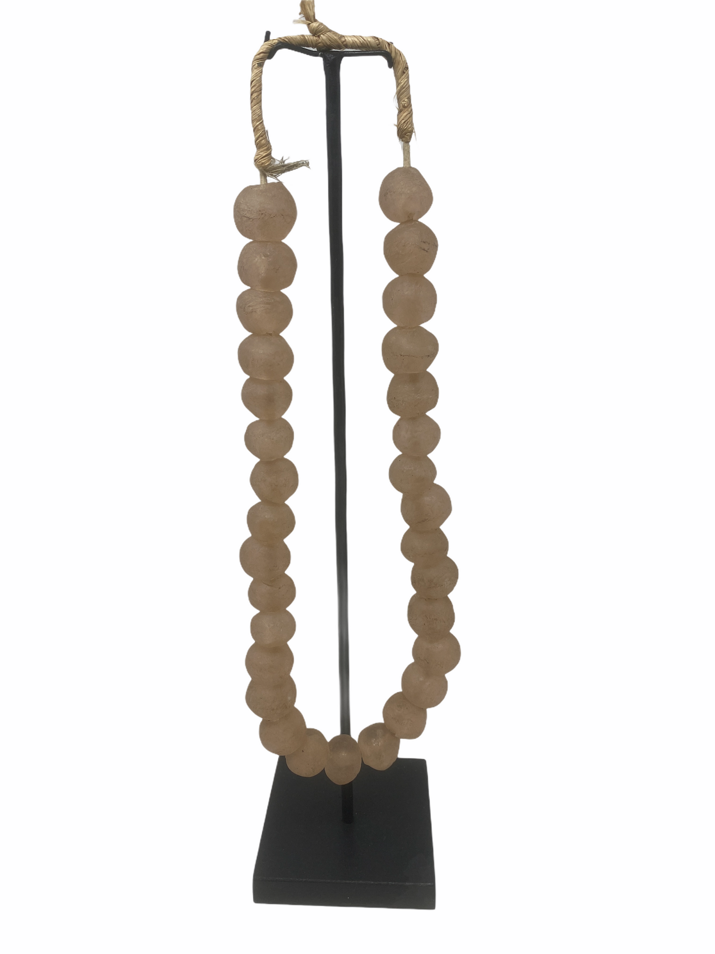 Ghana glass bead necklace - M Salmon pink