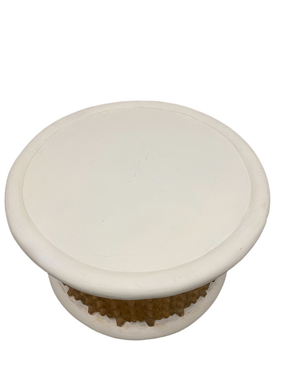 Bamileke Stool/table - Natural & White (124.1) Large