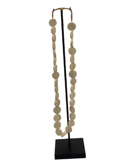 Kenya Beads Necklace - Disc shaped White (47.2)