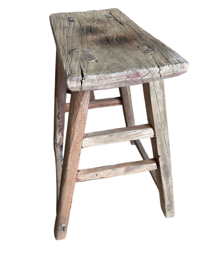 Antique Rustic Stool - Elm wood (M02)