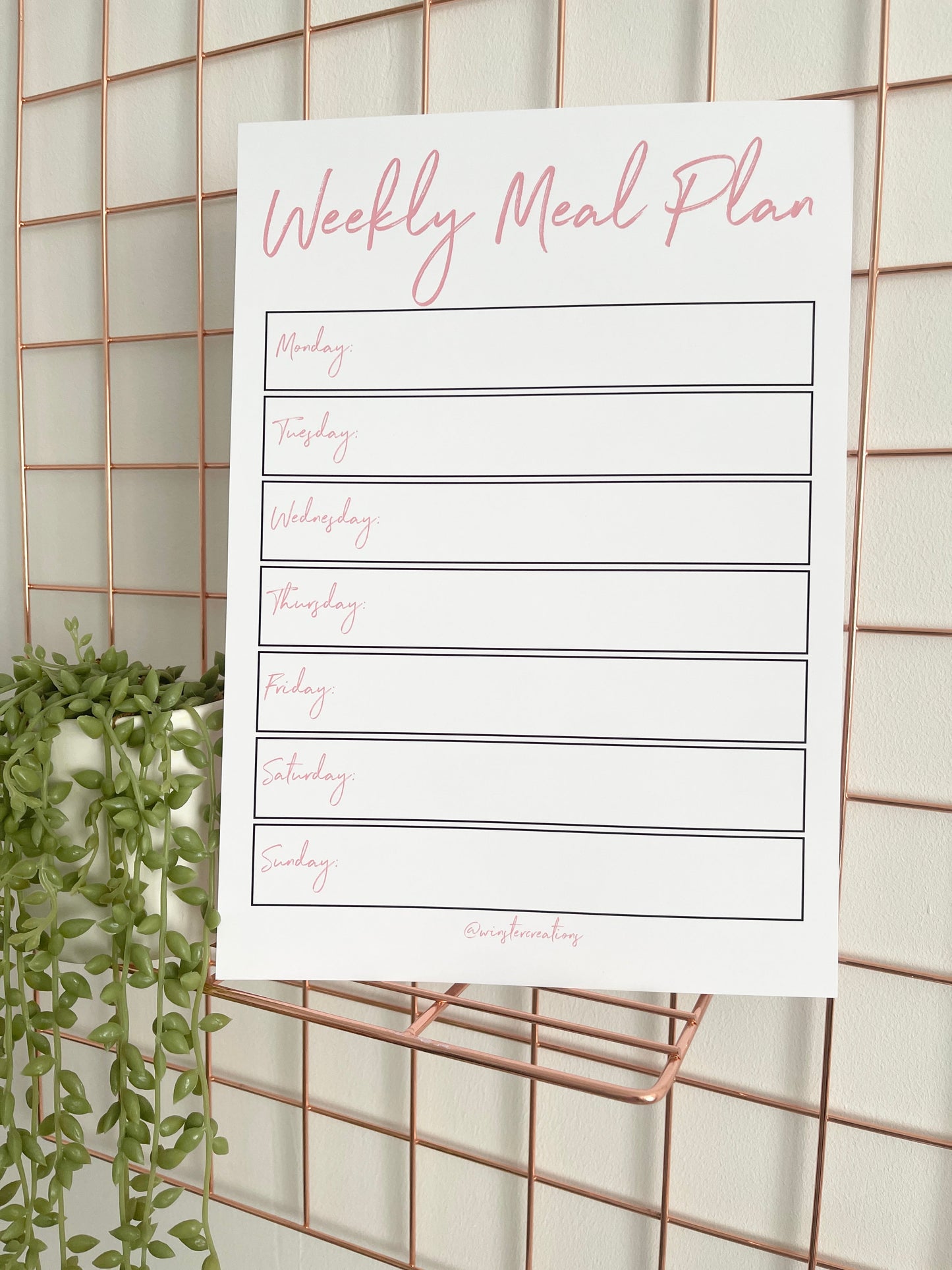Custom Laminated A4 Weekly Main Meal Planner Menu - You Choose Colour Scheme + Magnetic Dry-Wipe Pen