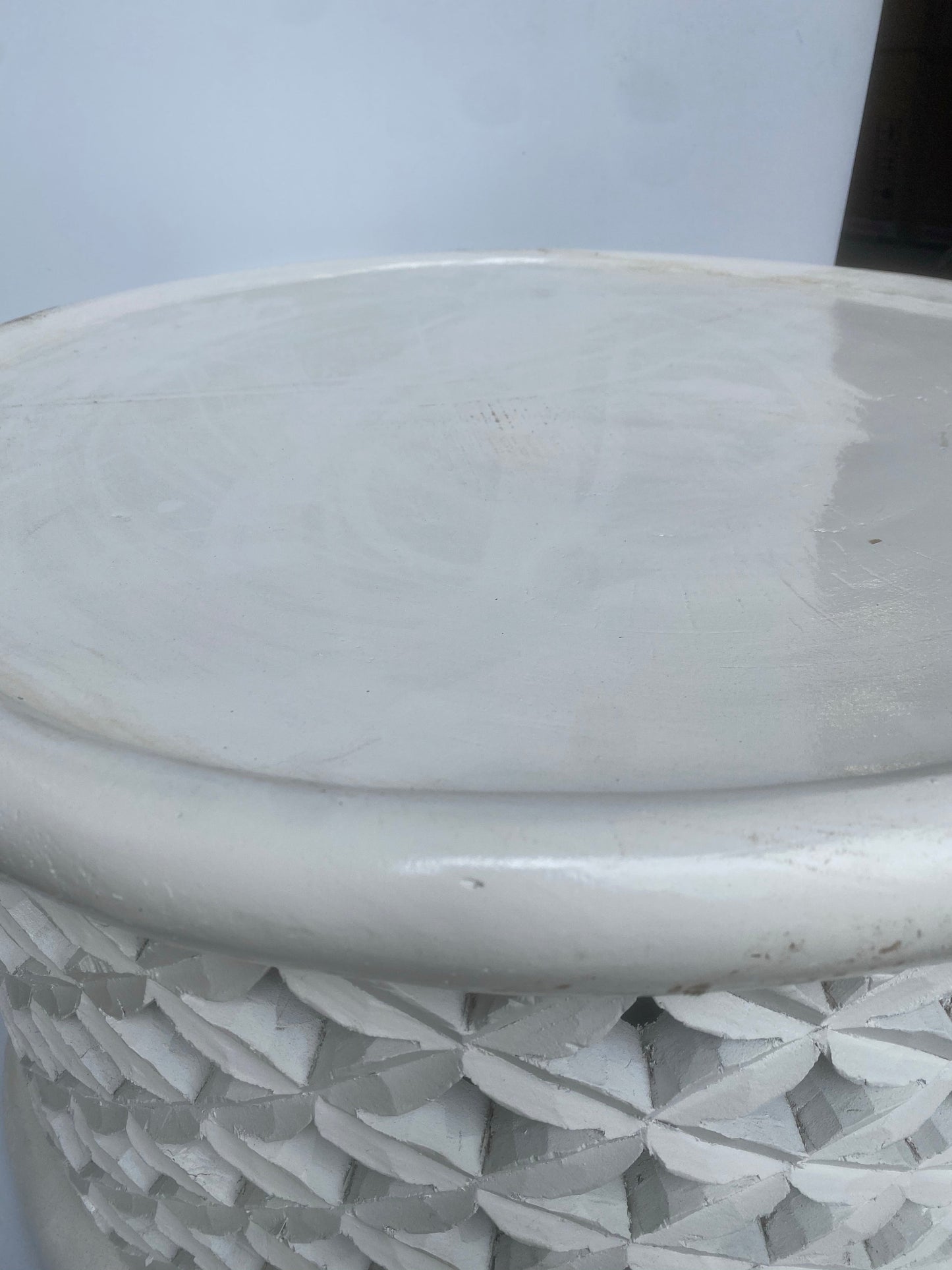 Bamileke Table - L- 60cm - White handmade