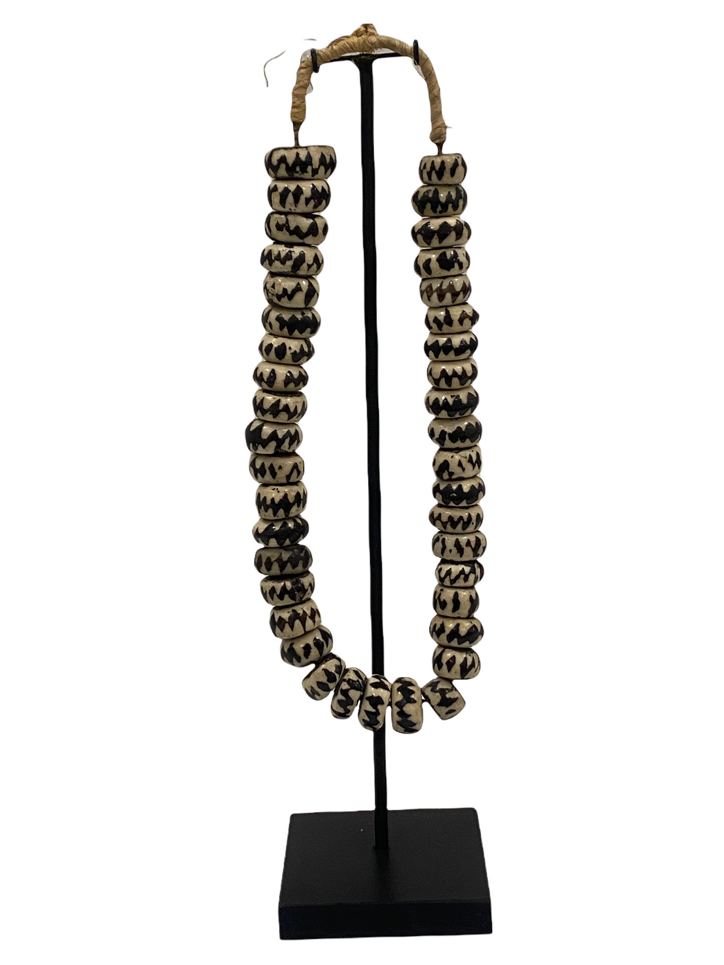 Kenya Beads Necklace - Disc shaped brown/white (47.1)