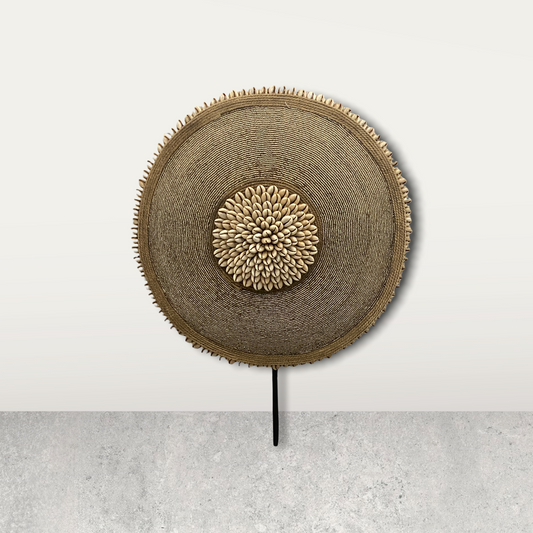 Cameroon Beaded Shield - M 33cm Silver
