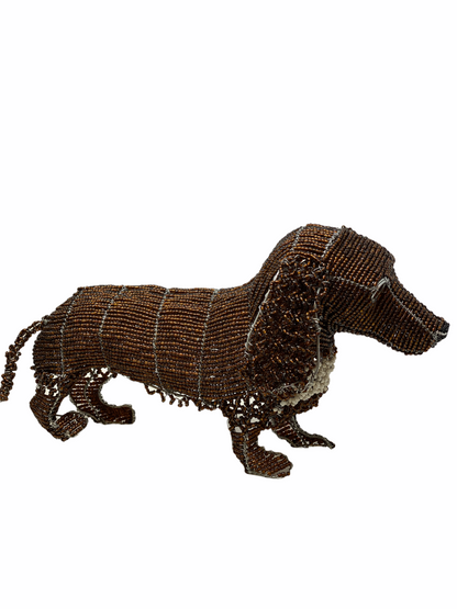 Hand Beaded Dog Sculpture - Dachshund