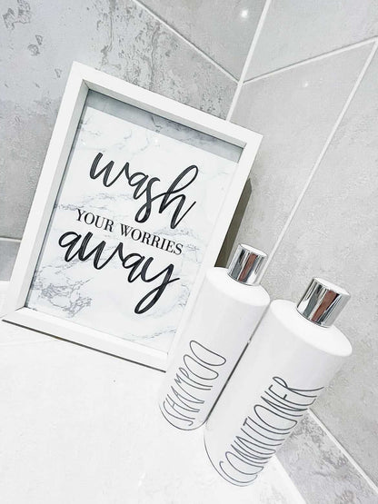 Wash Your Worries Away Marble Bathroom Wall Decor Print