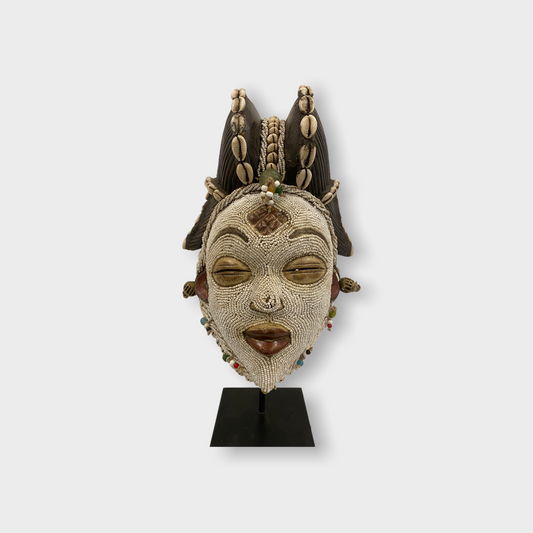 Punu Mask - beaded - Gabon (108.3)