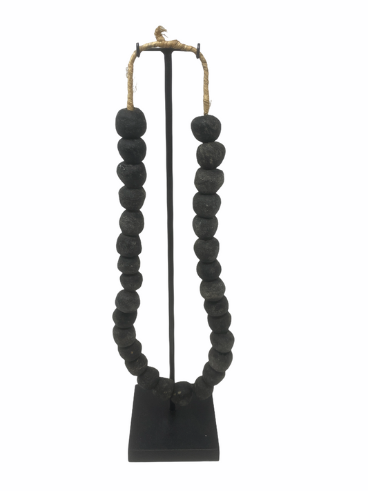 Ghana glass bead necklace - M Black