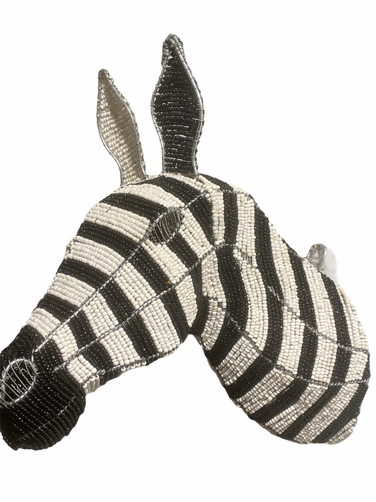 Zebra wall sculpture- Hand made beaded- Large