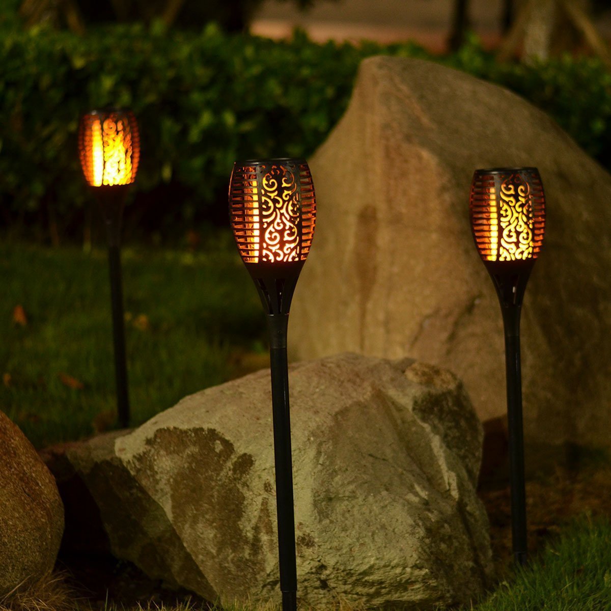 96 LED Solar Flickering Flame Torch Stake Lights