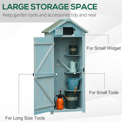Rustica 179cm Single Door Apex Garden Store Fir Wood Blue by Steadfast