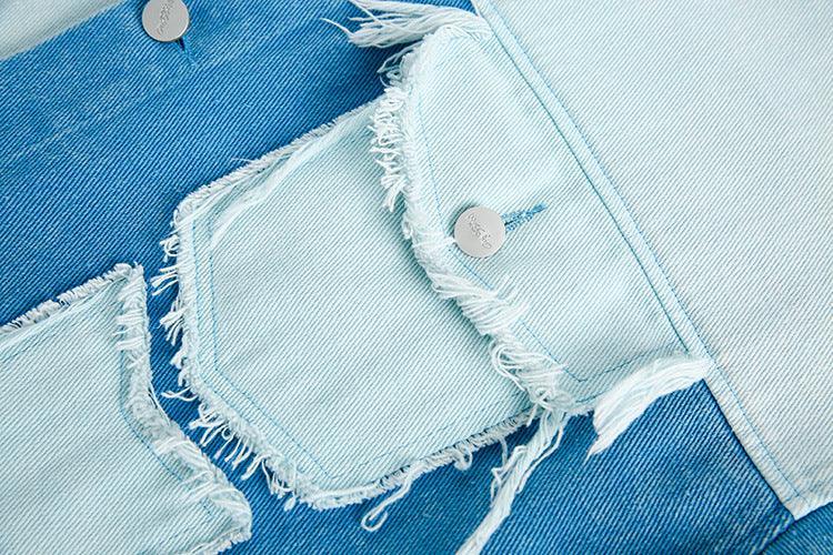 Irregular Color Contrast Patchwork Denim Jacket