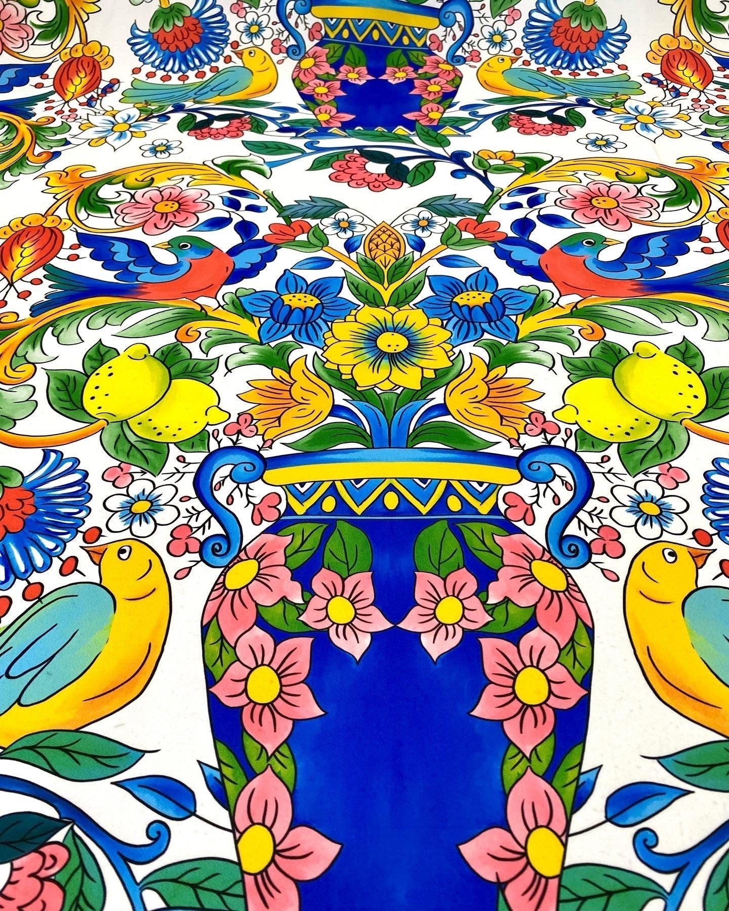 Italian Floral  Lemon Pattern Fabric
