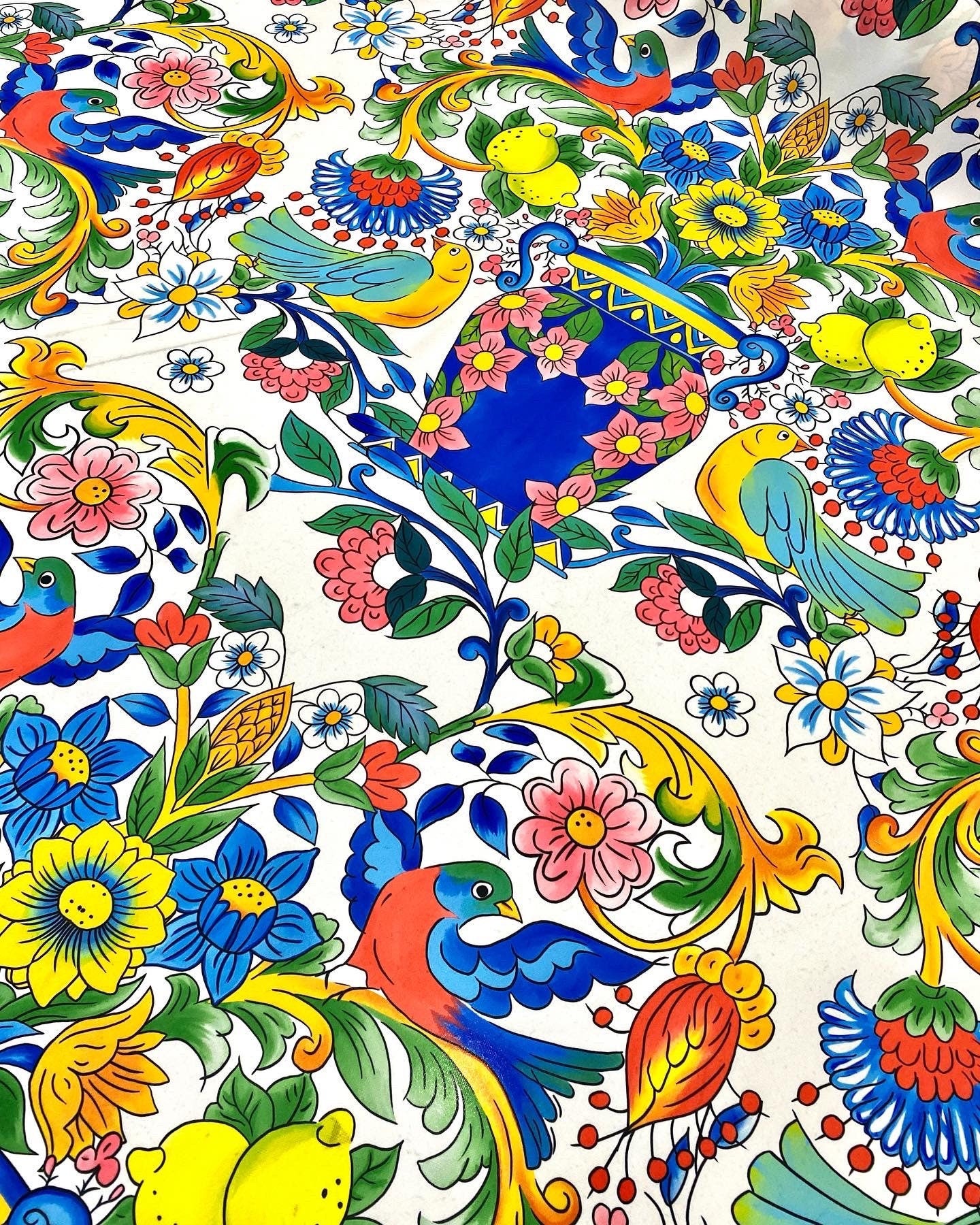 Italian Floral  Lemon Pattern Fabric