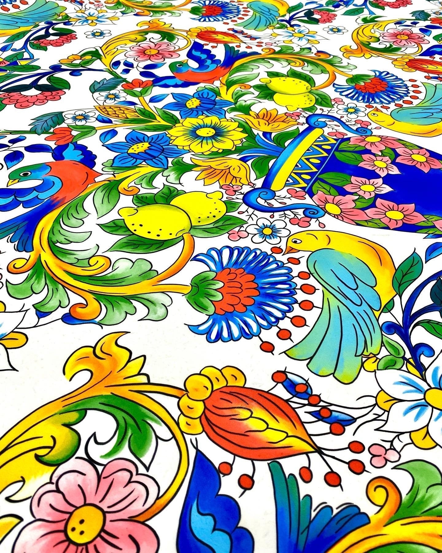 Italian Floral  Lemon Pattern Fabric
