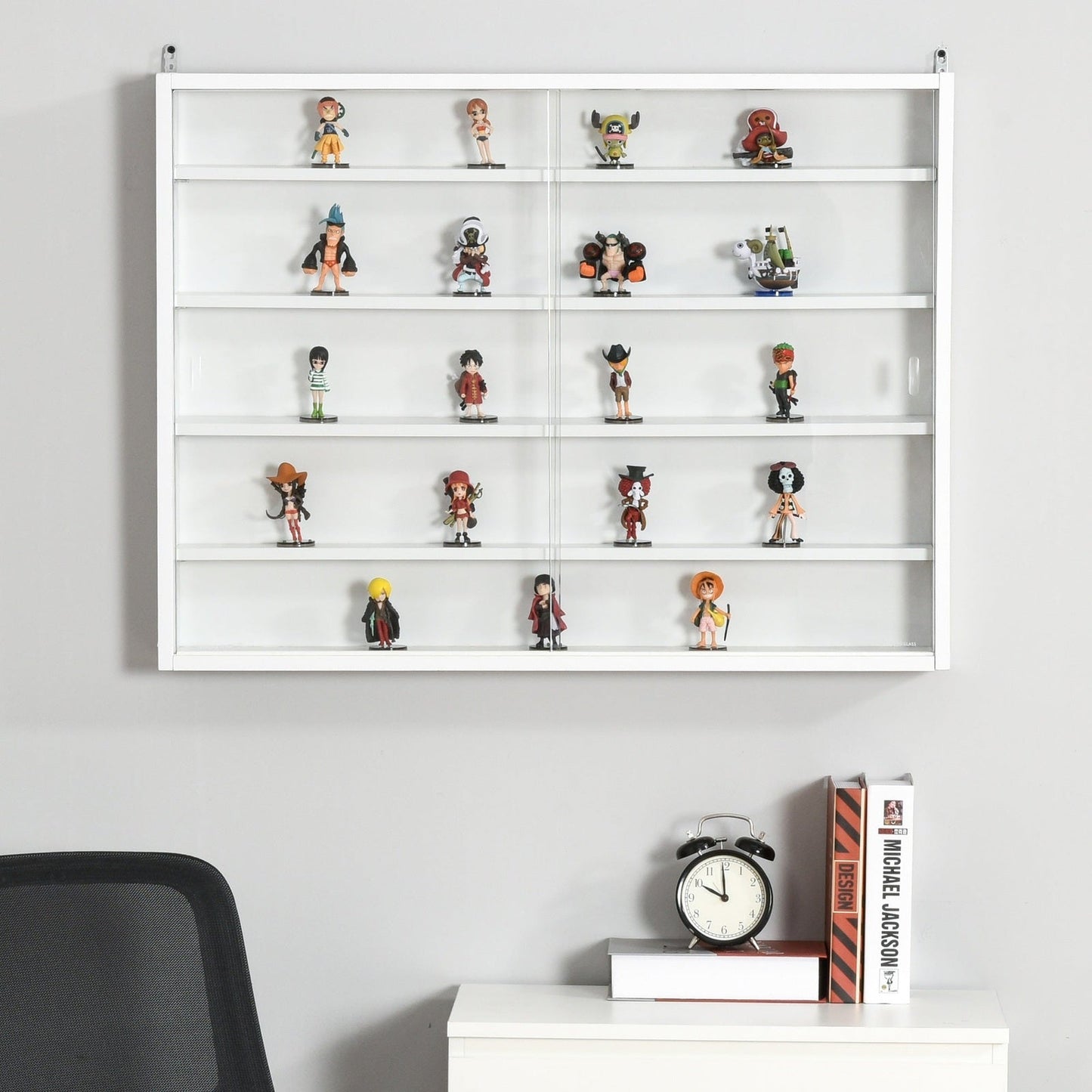 Five-Tier Wall Display Cabinet With Glass Doors - White