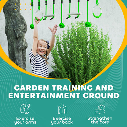 AIYAPLAY 3 Piece Kids Zip Line Kit for Garden, 10m Length, Up to 50kg