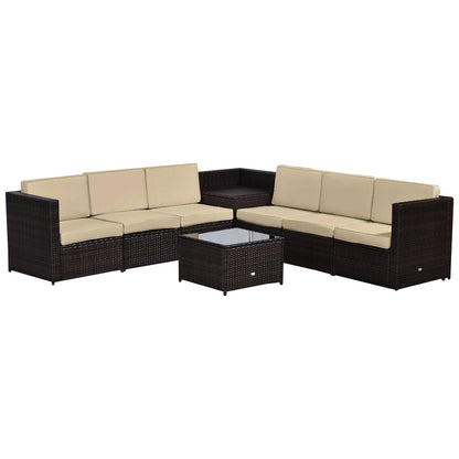 6 Seater Rattan Sofa Furniture Set W/Cushions