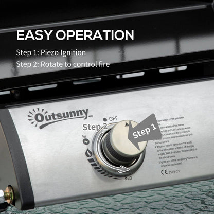 Gas Plancha Grill with 2 Stainless Steel Burner