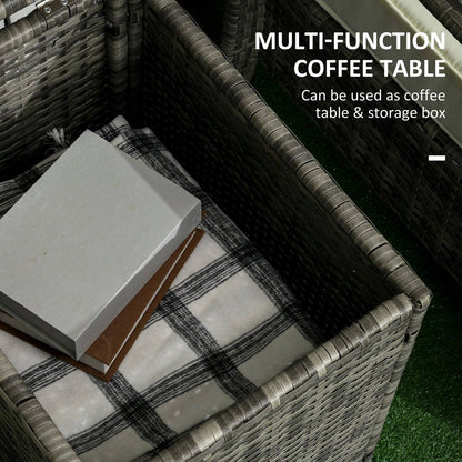 3-Piece PE Rattan Wicker Garden Furniture Patio Bistro Set Weave Conservatory Sofa Storage Table and Chairs Set Orange Cushion Grey Wicker