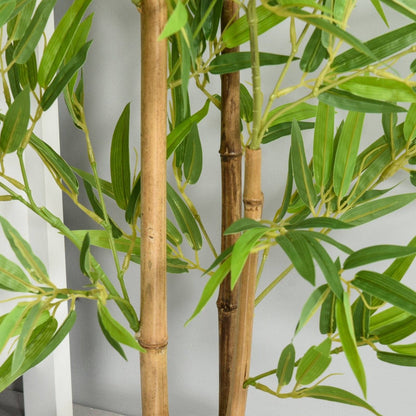 Outsunny Set Of 2 Artificial Bamboo Trees Decorative Plant With Nursery Pot For Indoor Outdoor Dcor 120cm