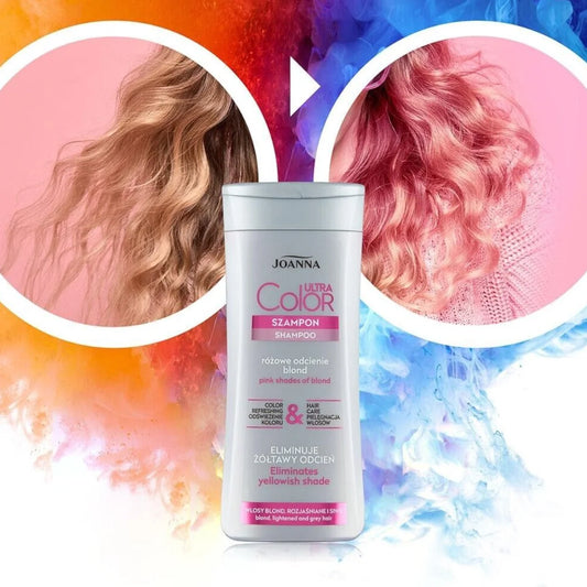 Joanna Ultra Color Pink Hair Shampoo Eliminate Yellow Shade