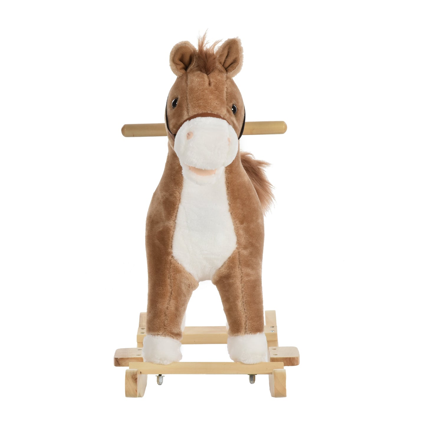 Kids Ride On Plush Rocking Horse With Sound Brown