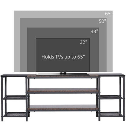 Industrial-Style Open Shelf TV Stand - Black